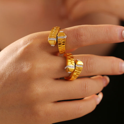 Stone Texture Open Ring - SazenIce