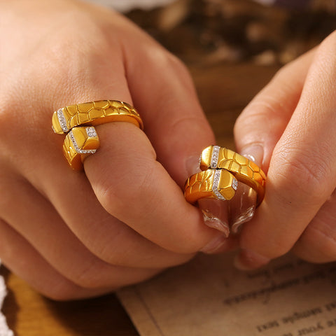 Stone Texture Open Ring - SazenIce