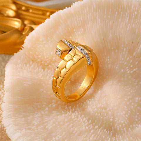 Stone Texture Open Ring - SazenIce