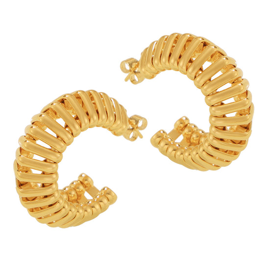 Textured Spiral Gold Earrings - SazenIce