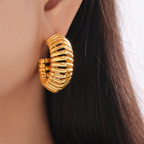 Textured Spiral Gold Earrings - SazenIce