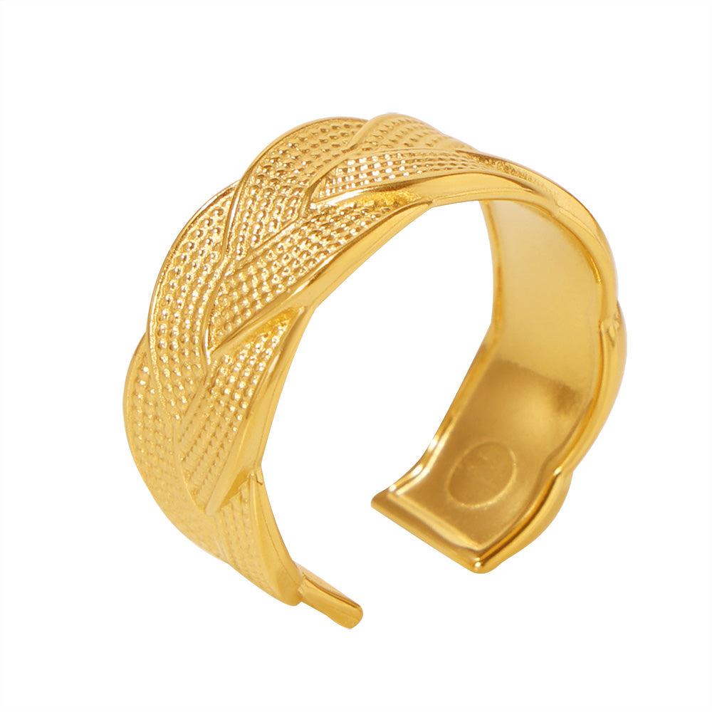 Twisted Braided Stainless Steel Open Ring - SazenIce