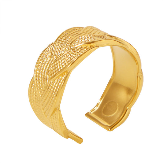 Twisted Braided Stainless Steel Open Ring - SazenIce