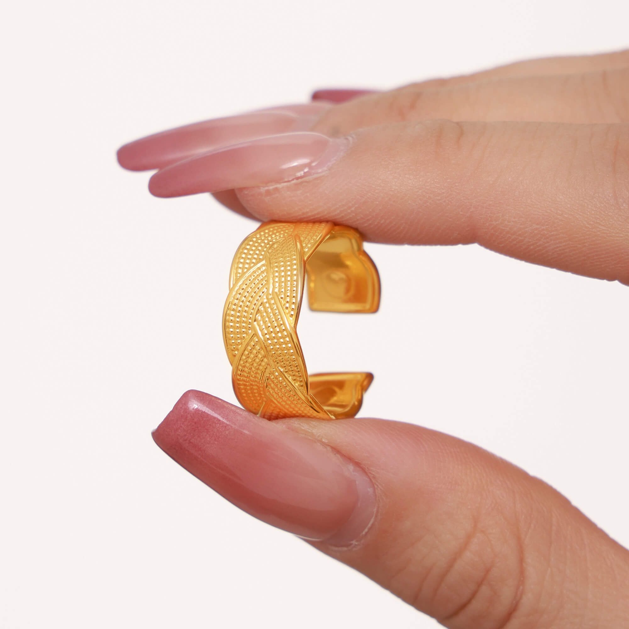 Twisted Braided Stainless Steel Open Ring - SazenIce