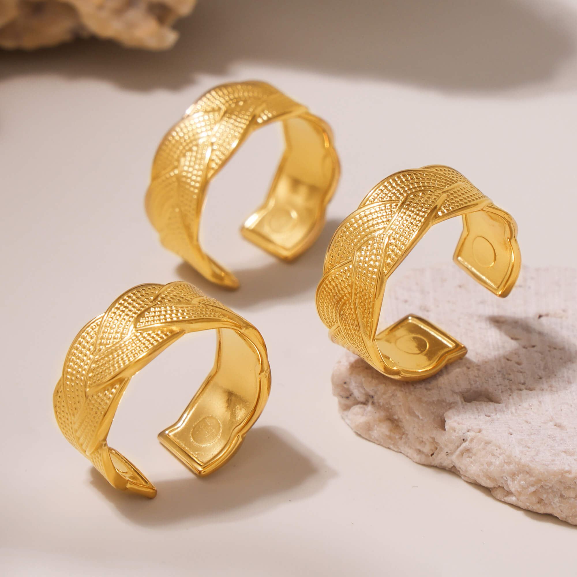 Twisted Braided Stainless Steel Open Ring - SazenIce