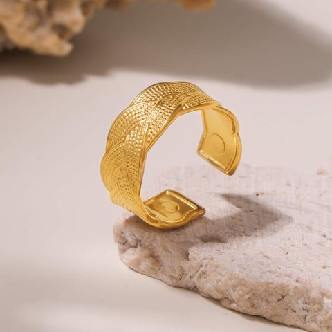 Twisted Braided Stainless Steel Open Ring - SazenIce