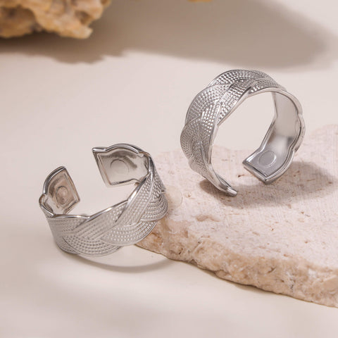 Twisted Braided Stainless Steel Open Ring - SazenIce